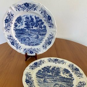 Set of antique Derby Sarreguemines France plates